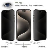 MyBat Privacy Tempered Glass Screen Protector (2.5D) for Apple iPhone 15 Pro (6.1) - ClearMyBat Pro